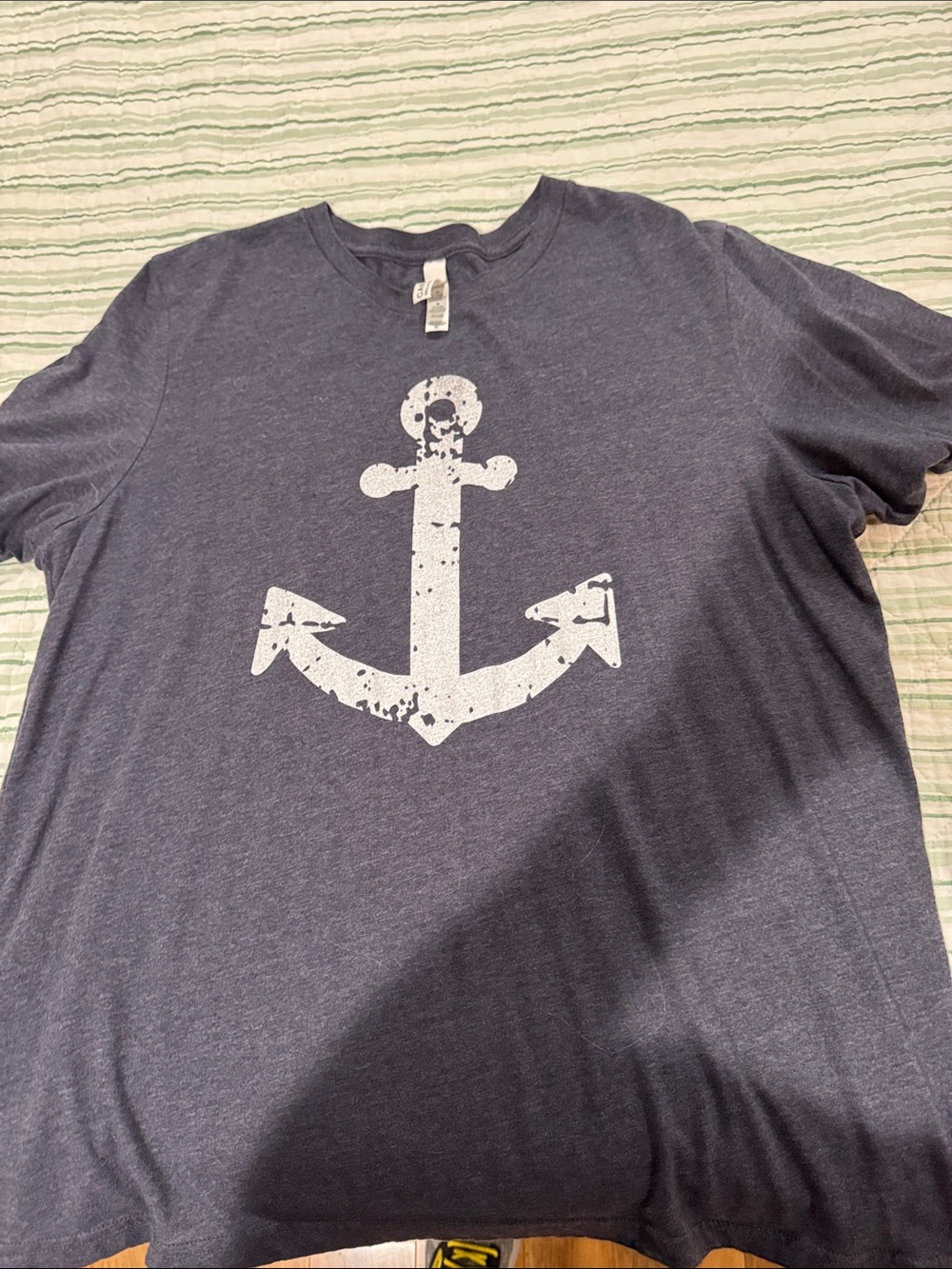 Bella Canvas Navy Short-Sleeve Tee with Distressed White Anchor